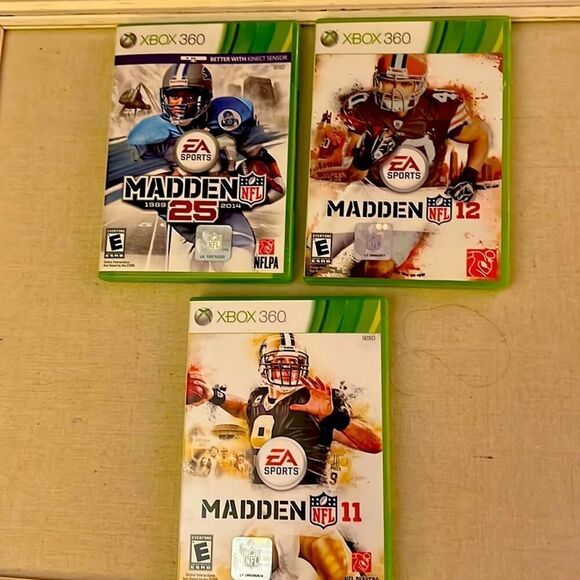 Xbox 360 Madden NFL 12, NFL 13, Madden NFL 25 w cases and manuals - Picture 1 of 5